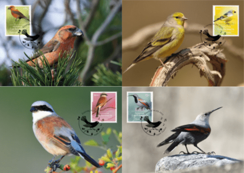 4 Briefmarken von heimischen Singvögeln Philatelie