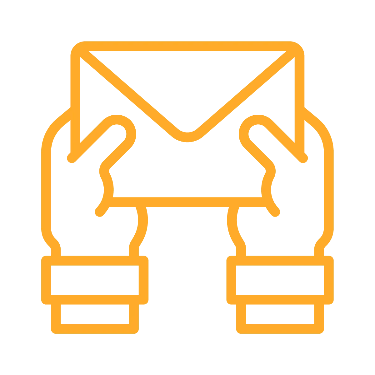 Icon with hands holding a letter.