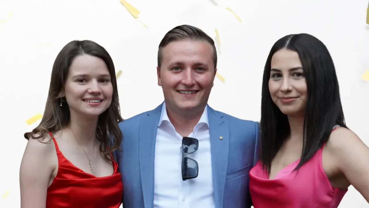 Group photo of our 2023 apprentices, Chiara, Nina and Aaron